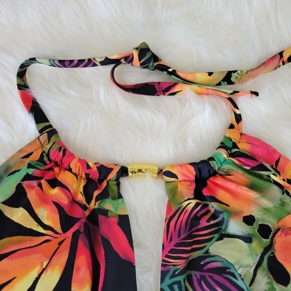 NWT Ralph Lauren Keyhole Halter Leaf Print One Piece Swimsuit Size 16 - Picture 7 of 12